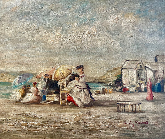 After Eugene Louis Boudin Impressionist Painting of People on Beach