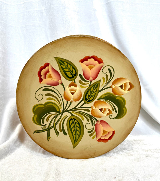 Antique Floral Painted 7in Shaker Box