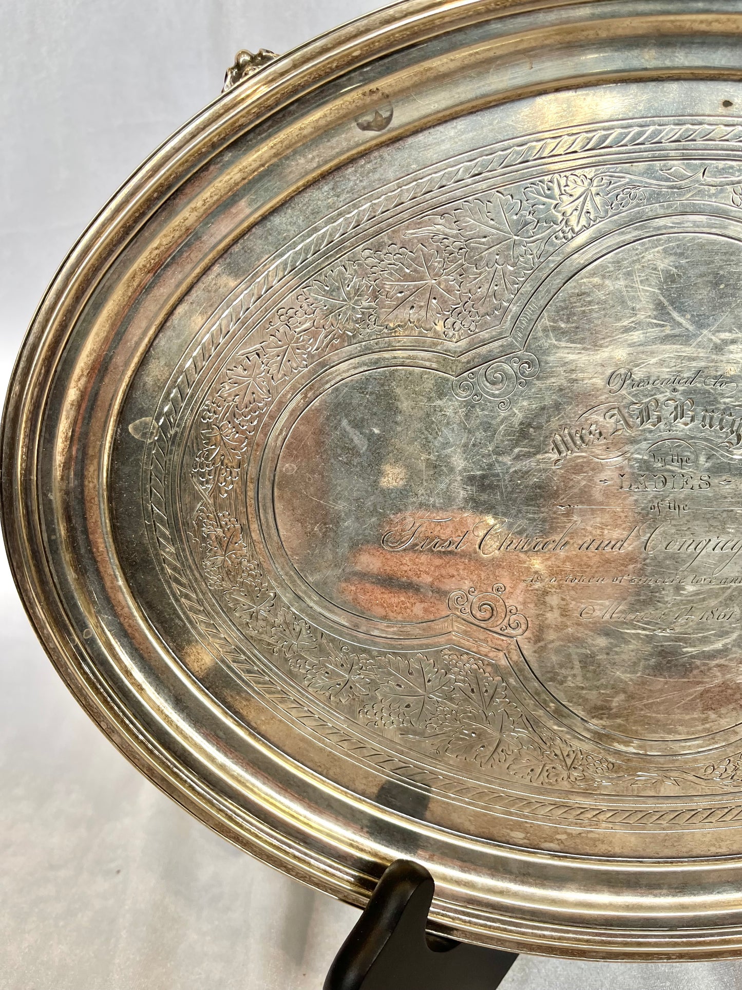 19th Century Coin Silver Presentation Plate