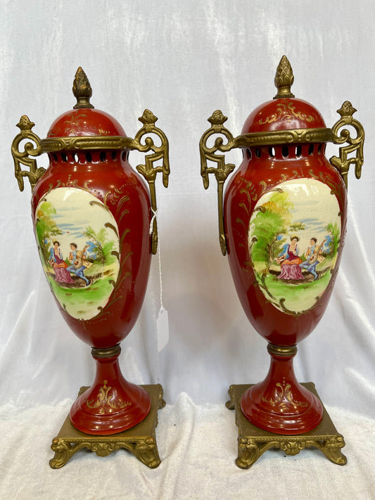 Pair of French 19th Century Mantel Urns