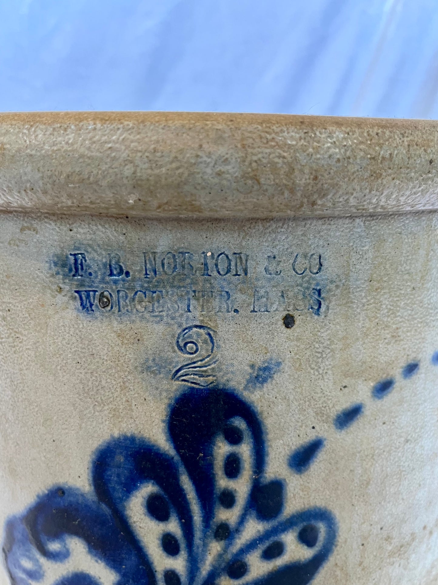 19th Century FB Norton & Son Worcester Salt Glazed Crock