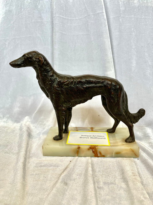 Antique Art Deco Bronze Greyhound Dog