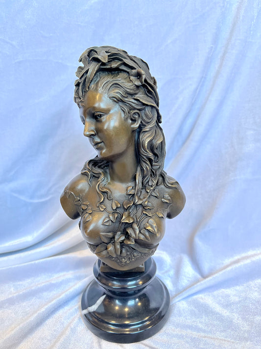 Bronze Art Noveau Bust of Flora attr. A. Carrier