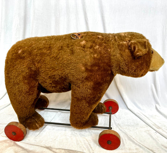 Attributed Steiff 1930's Antique German Toy Ride On Bear