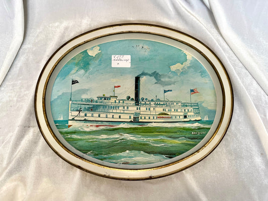 Day Lowry Painting of Middlesex Steamboat on Tray