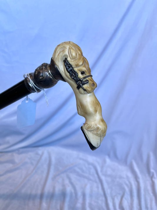 19th Century Carved Horse Cane
