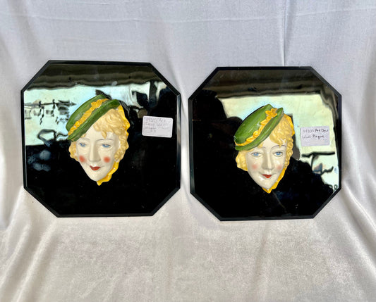 1930s Art Deco Wall Plaque of Woman Pair
