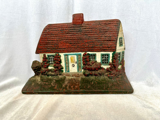 Early 20th Century Cast Iron Cottage Hand Painted Doorstop