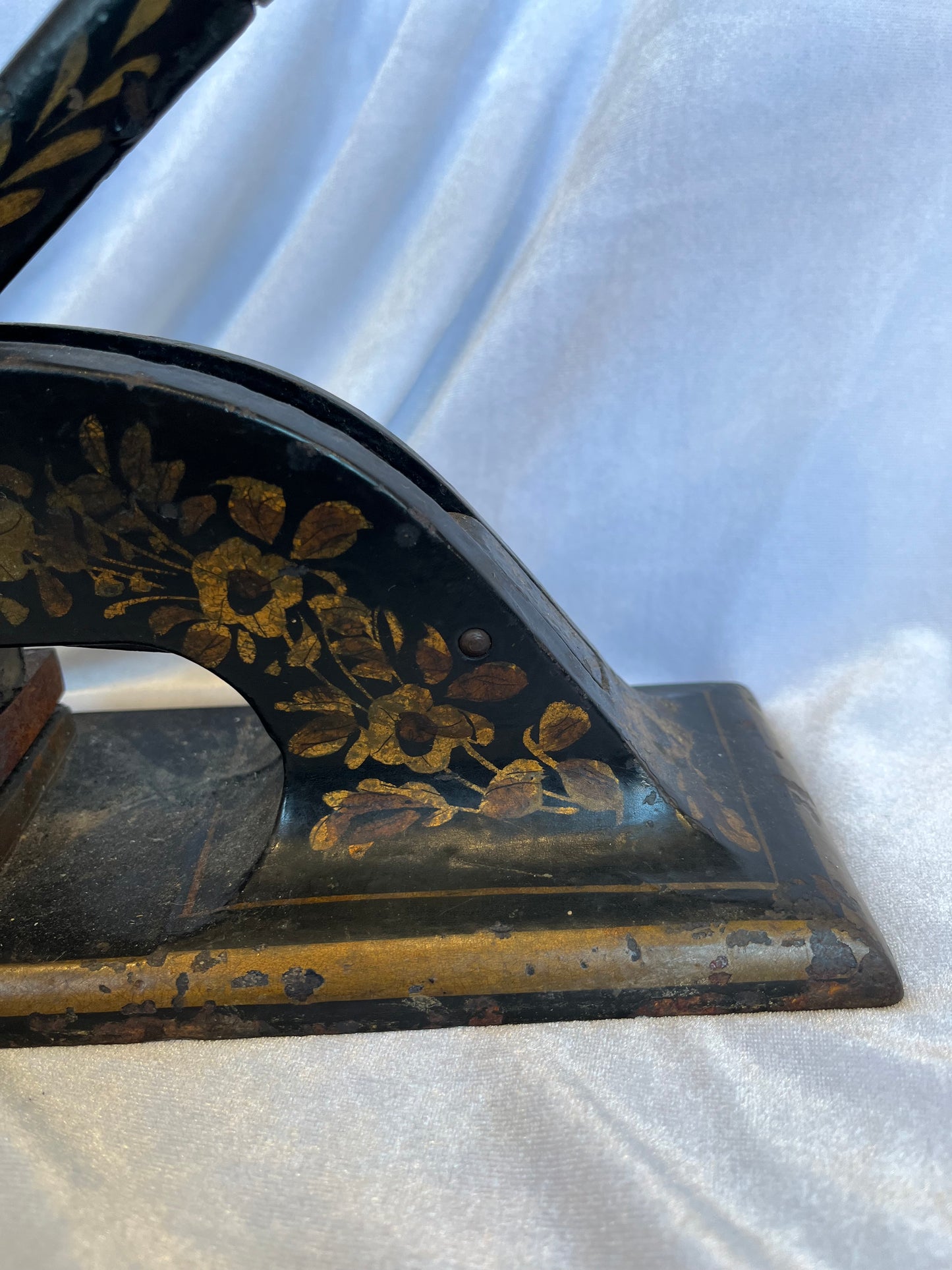Cast Iron Postal Stamp Embosser with Gold Floral Design